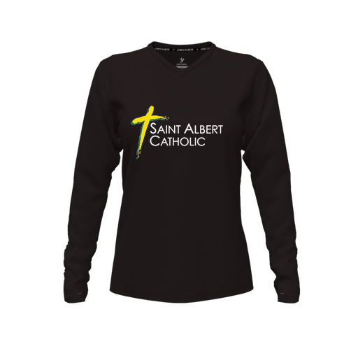 [FTLVPTBK-FYXS-LOGO3] Decker Performance T-Shirt (Female Youth XS, Black, V Neck, Logo 3, Long Sleeve)