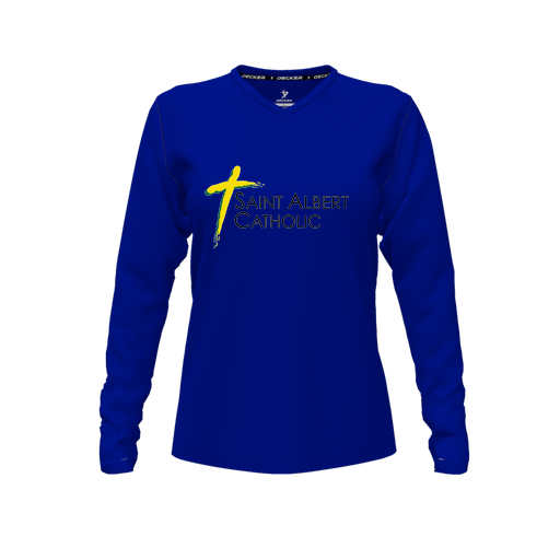 [FTLVPTRY-FYXS-LOGO1] Decker Performance T-Shirt (Female Youth XS, Royal, V Neck, Logo 1, Long Sleeve)