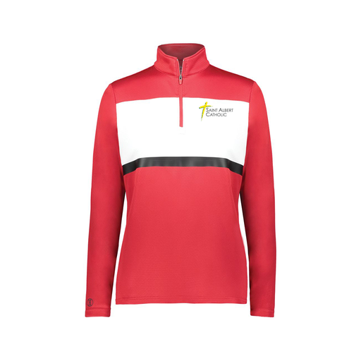 [222791.408.XS-LOGO1] Ladies Bold 1/4 Zip Pullover (Female Adult XS, Red, Logo 1)