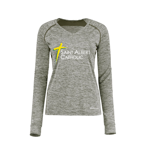 [222770.K94.XS-LOGO3] Ladies Electric Long Sleeve Shirt (Female Adult XS, Gray, Logo 3)