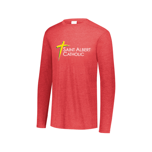 [FTLCUBRD-AXS-LOGO3] Decker Men's Tri-Blend T-Shirt - Long Sleeve (Adult XS, Red, Logo 3)