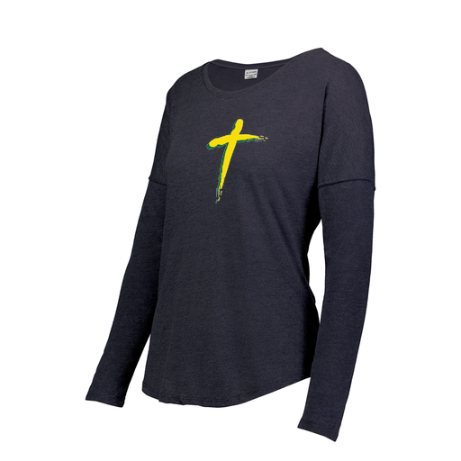 [FTLCUBNV-FAXS-LOGO2] Decker Women's Tri-Blend T-Shirt - Long Sleeve (Female Adult XS, Navy, Logo 2)