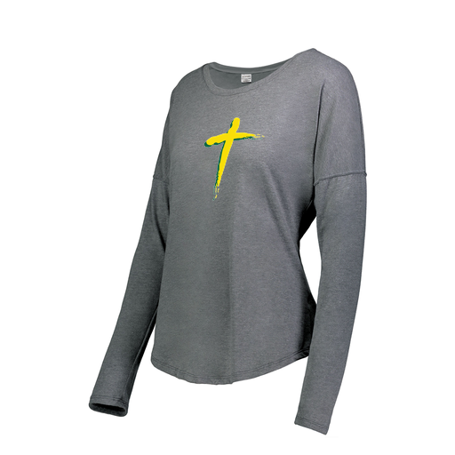 [FTLCUBGY-FAXS-LOGO2] Decker Women's Tri-Blend T-Shirt - Long Sleeve (Female Adult XS, Gray, Logo 2)